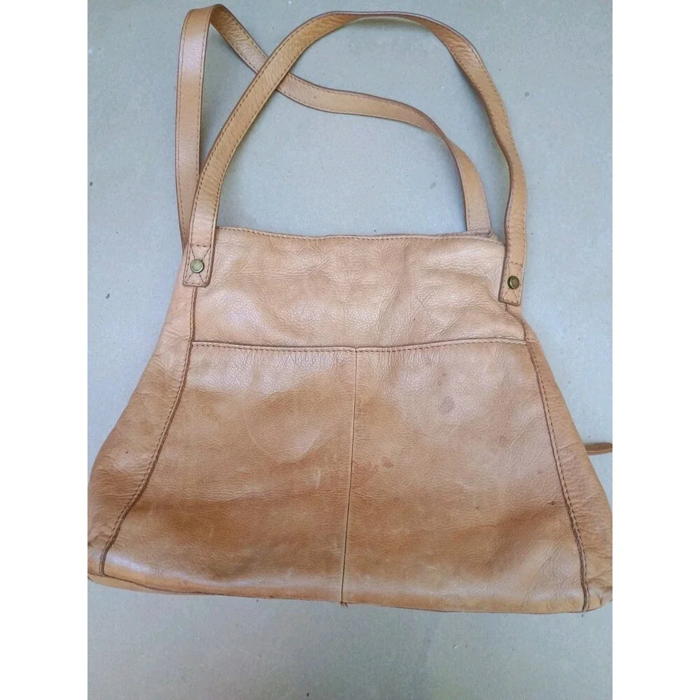 Vintage American Leather Co. Buttery Soft Leather Hobo Bag Light Brown Shoulder